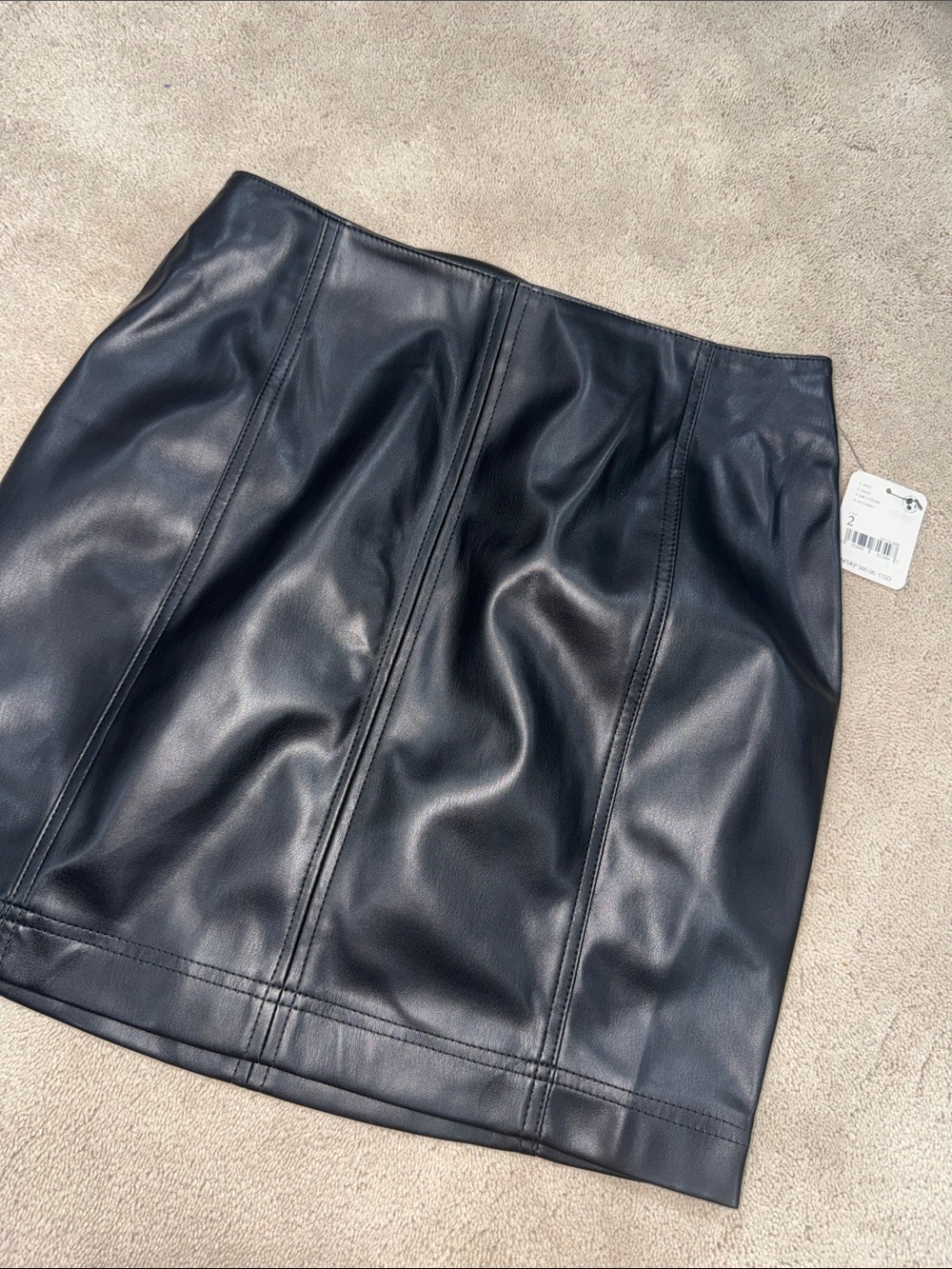 Free People Black Faux Leather Panel Mini Skirt